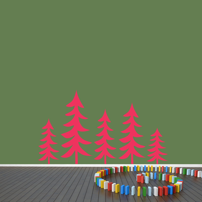 Décalcomanie murale arbres pin, Rose vif