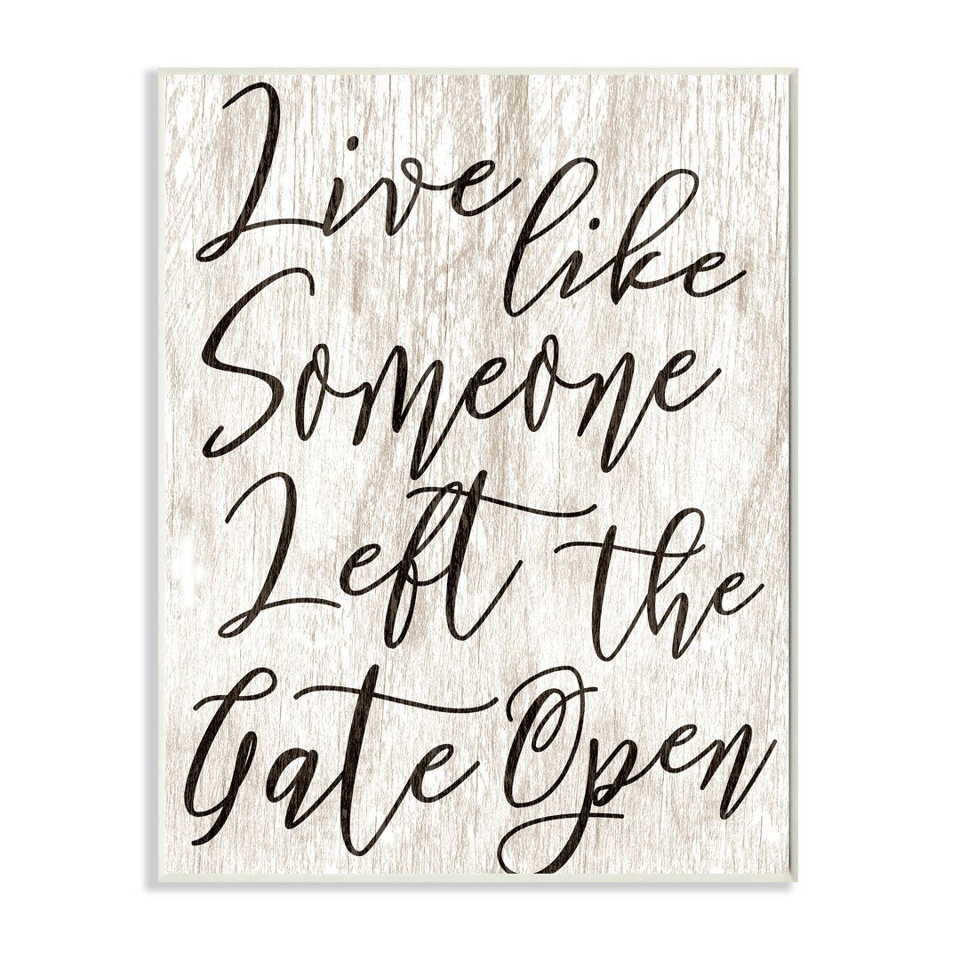 Live Like Gate Open by Daphne Polselli - Textual Art Print on Canvas Winston Porter 