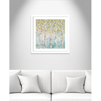 Bouleau aqua doux - peinture encadrée