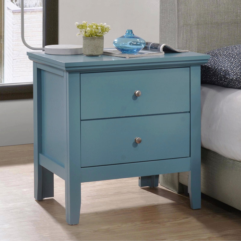 Table de chevet avec tiroirs Teal Elegance, Sarcelle