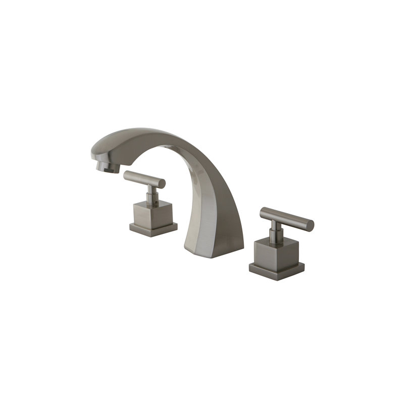 Rio Double Handle Deck Mounted Roman Tub Faucet Trim, Satin Nickel