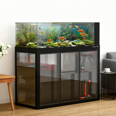 Industrial-Style Frameless Ultra-White Glass Aquarium Tank