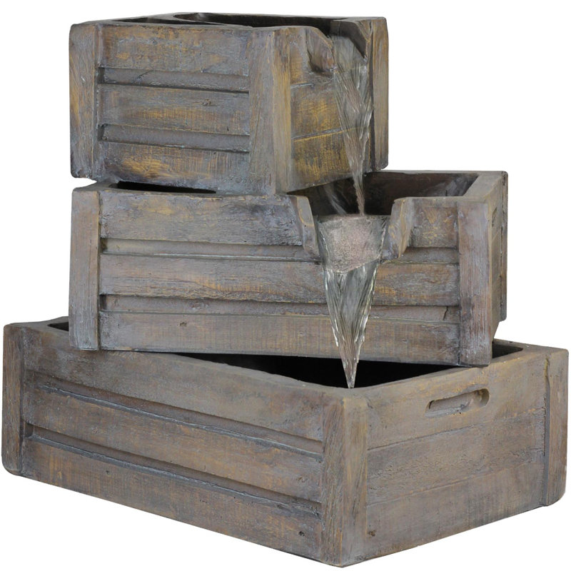 Fontaine d'extérieur 21 "à trois niveaux avec jardinières