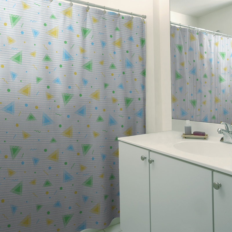 Rideau de douche simple 90 'Retro, Bleu / Jaune