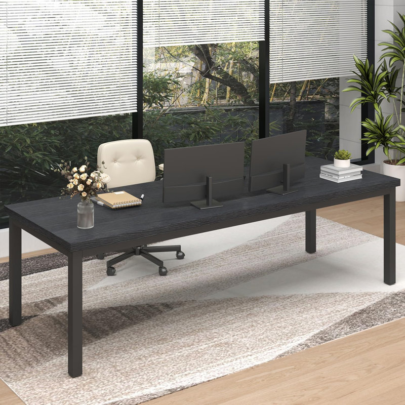 Grand bureau d'ordinateur, bureau d'ordinateur de jeu avec un design moderne, bureau d'ordinateur de bureau., Noir