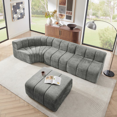 Modern Sectional Sofa with Movable Adjustable Ottoman