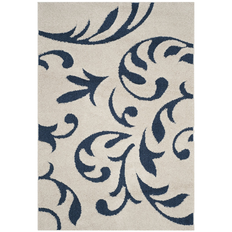 Tapis à motif floral à longs poils caduques morterich Florida, Rectangle 6 pi x 9 pi