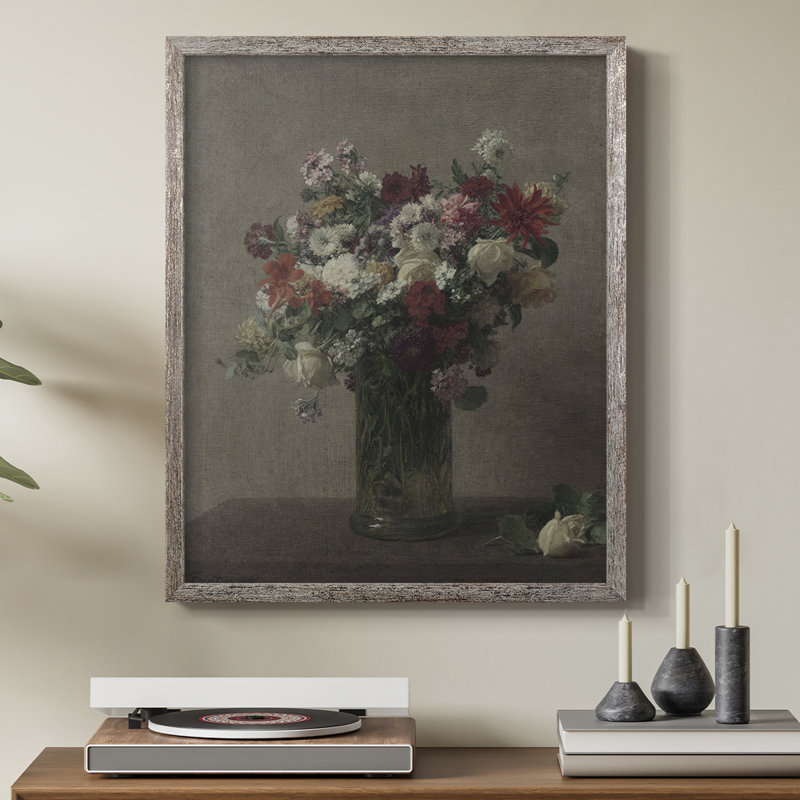 Impression florale vintage encadrée XLIX - bois massif, H 21 po x l 17 po