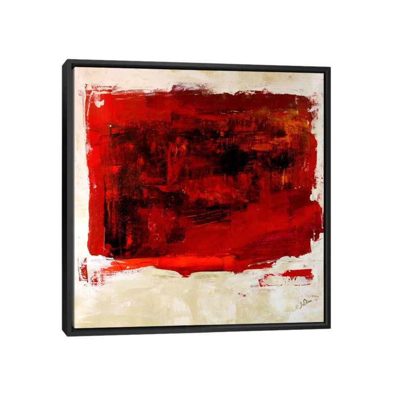 « red study », reproduction d’art sur toile tendue, H 18 po x l 18 po x P 1,5 po, Toile avec cadre noir, Pas de tapis