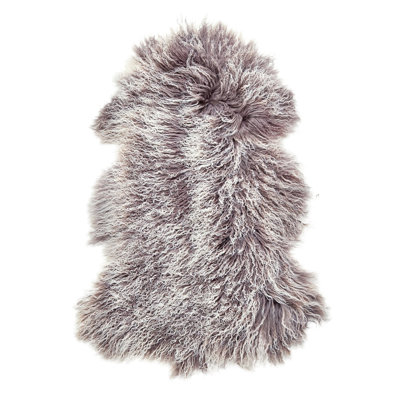 Gray And Whitetwo Tone Effect Mongolian Lamb Rug