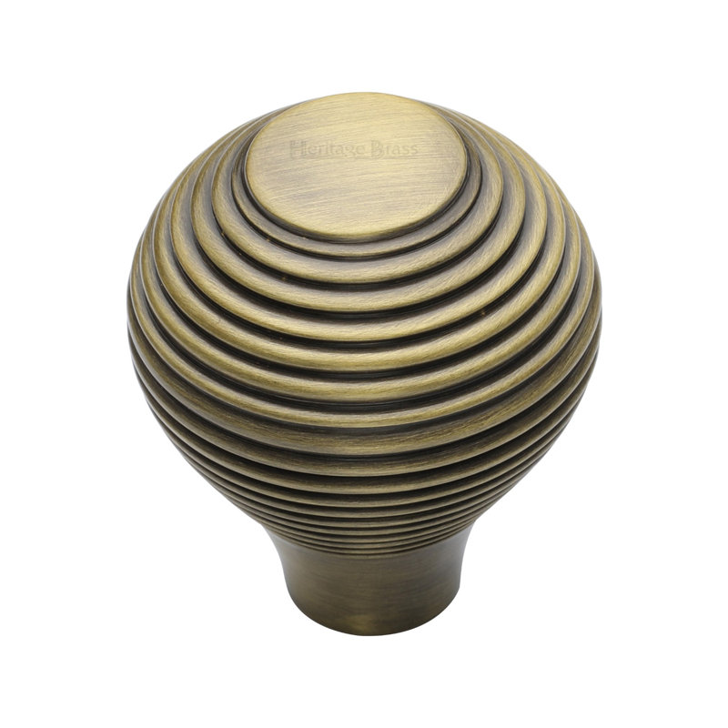 Heritage Brass Heritage Cabinet Knob Reeded Design, Antique Brass, 3.2cm