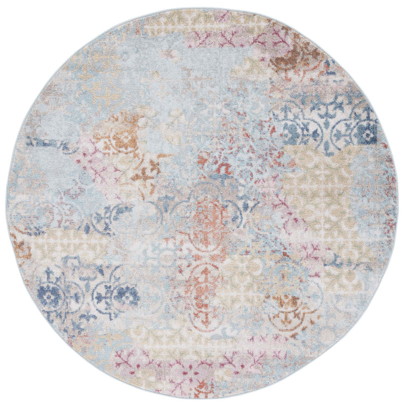 Phoenix 500 Performance Damask Rug, Round 6'7"