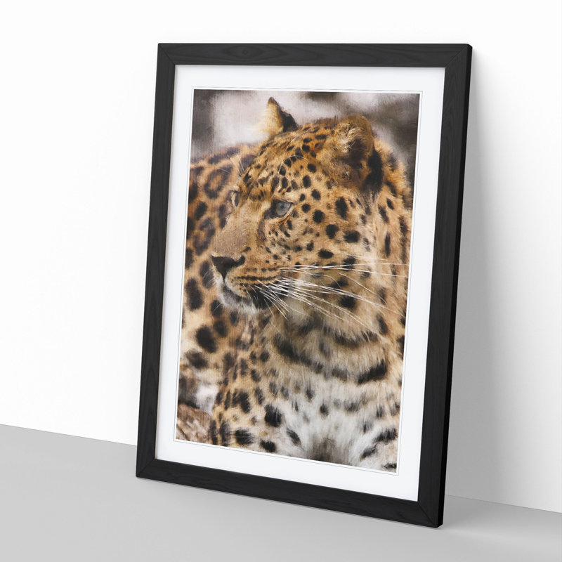 Leopard Vol.1 - Picture Frame Painting, 36cm H x 27cm W x 2cm D, Black Framed