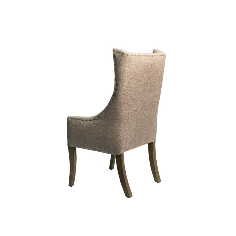 Chaise avec accoudoirs rembourrée en lin brun clair Groleau