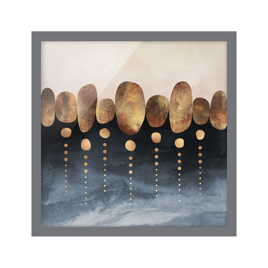 Gerahmtes Poster Abstract Golden Stones