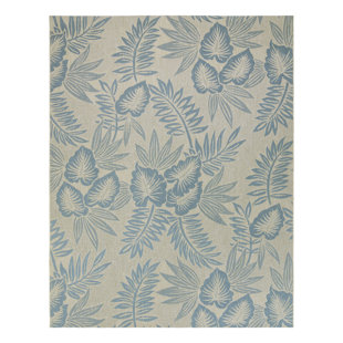 Reyn Spooner Tradewinds Kalo Aqua Blue Hawaiian Tropical Polypropylene Flatweave Indoor/ Outdoor All Weather Area Rug