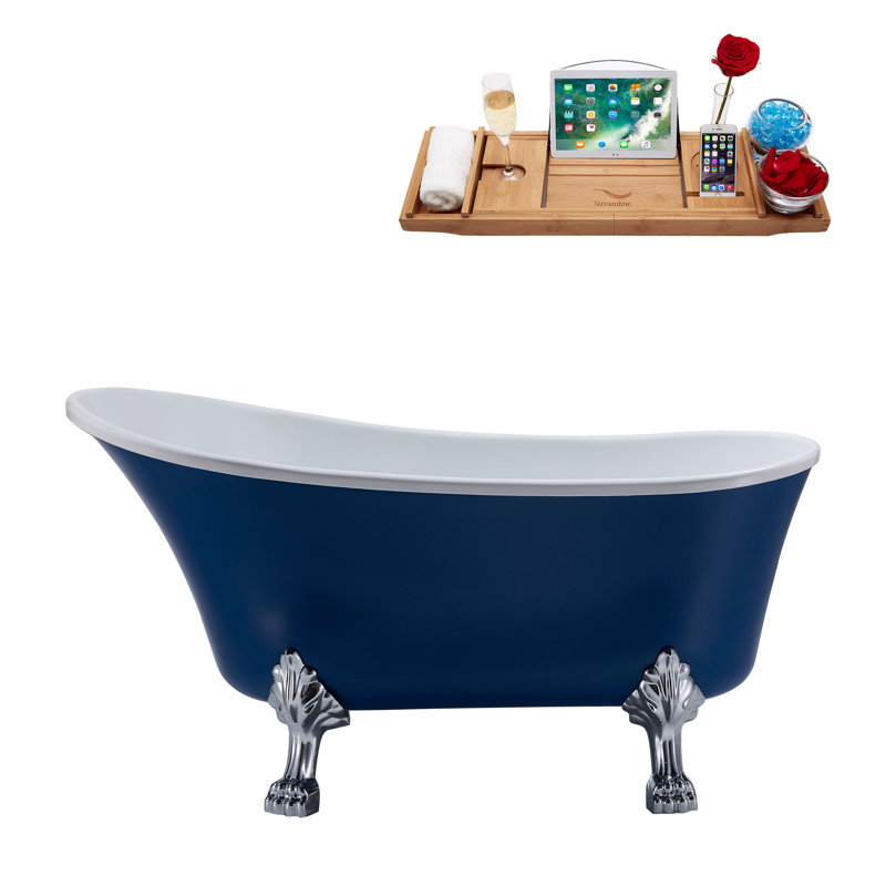 55.1'' x 26.8'' Soaking Acrylic Bathtub, Polished Gold, Polished Chrome