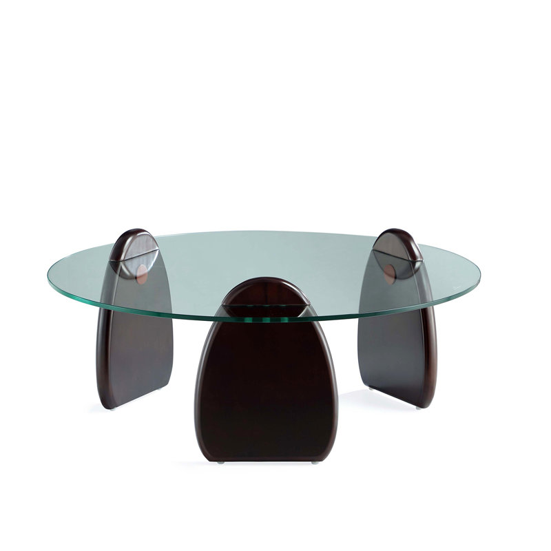 Artesia Glass Top Wood Coffee Table