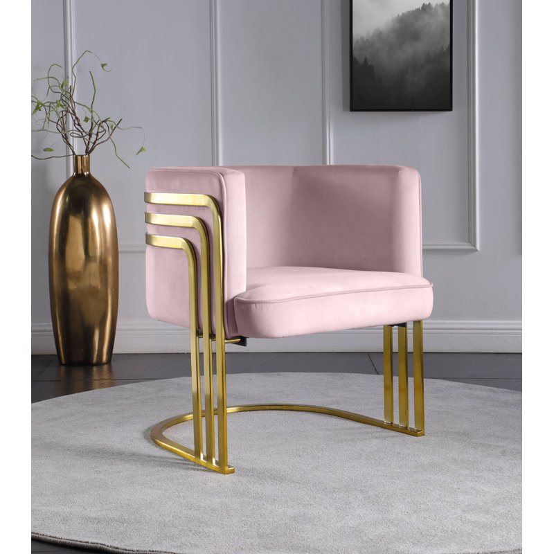 Loicel Velvet Barrel Chair, Pink Velvet