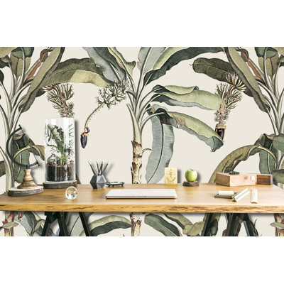 Papier peint amovible avec palmiers tropicaux floraux