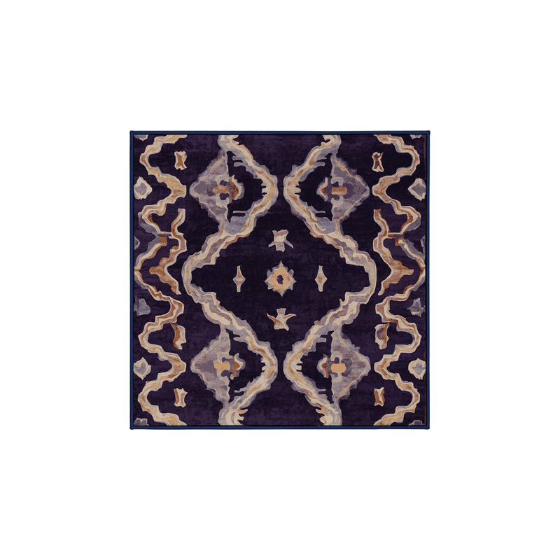 Machine Washable Purple Area Rug, Square 3'