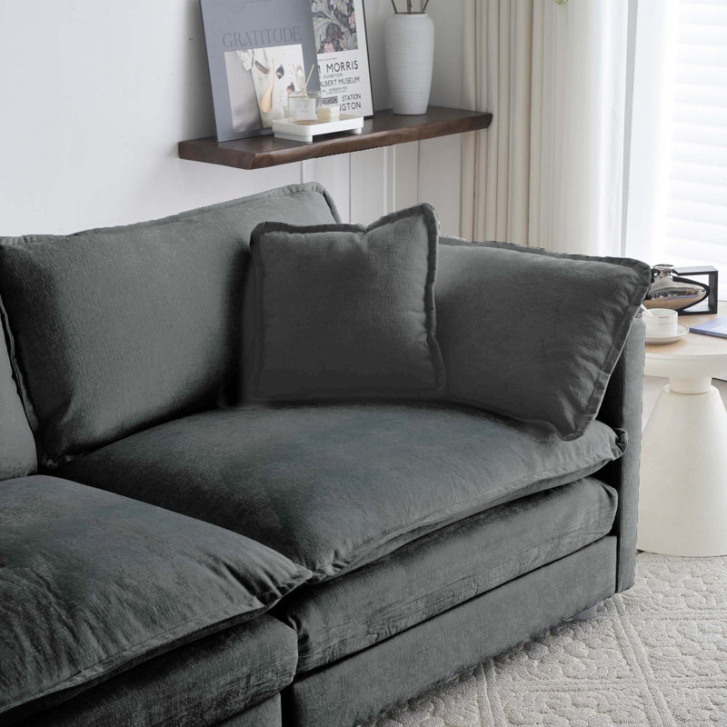 Grey Chenille Sofa With Armless Design