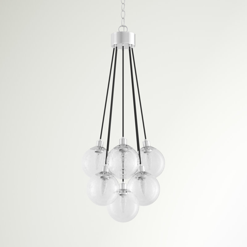 Luminaire suspendu sphère 9 lumières Olson, Chrome