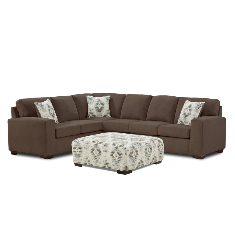 Canapé d'angle avec repose-pieds, 100% polyester brun