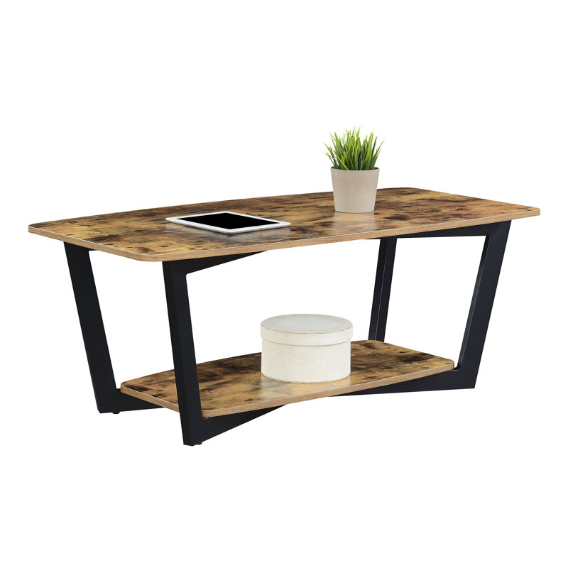 Table basse avec tablette Raimonds, Bois de grange et noir