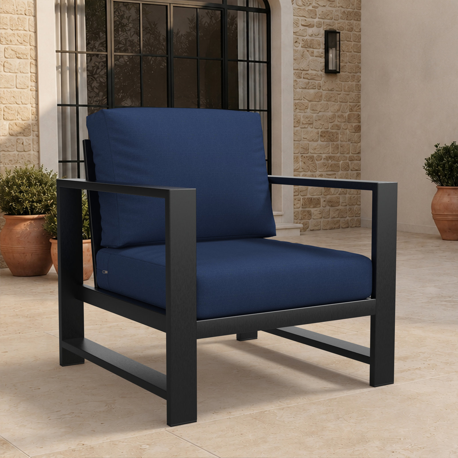 Dulcie Sunbrella® Patio Lounge Chair, Sunbrella® Canvas Navy