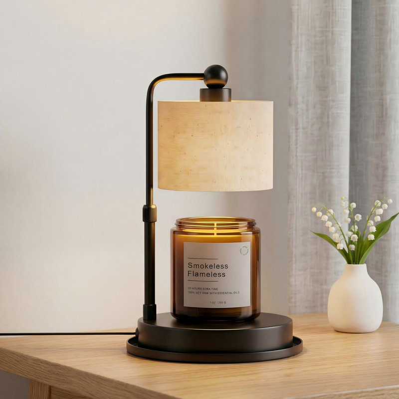 Modern Candle Warmer Lamp with Timer, Modern Farmhouse Candle Warmer, Height Adjustable & Dimmable Electric Candle Warmer Lamp, Includes 2 Bulbs, Birthday Gift for Women, Mom, Housewarming
