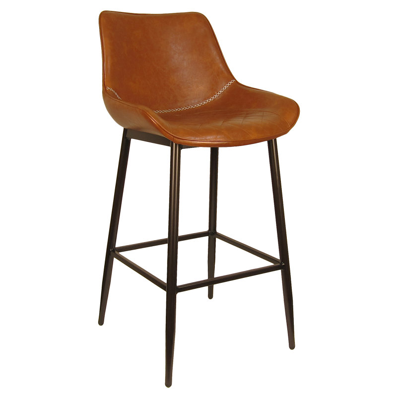 Upholstered Counter Stool with Metal Frame