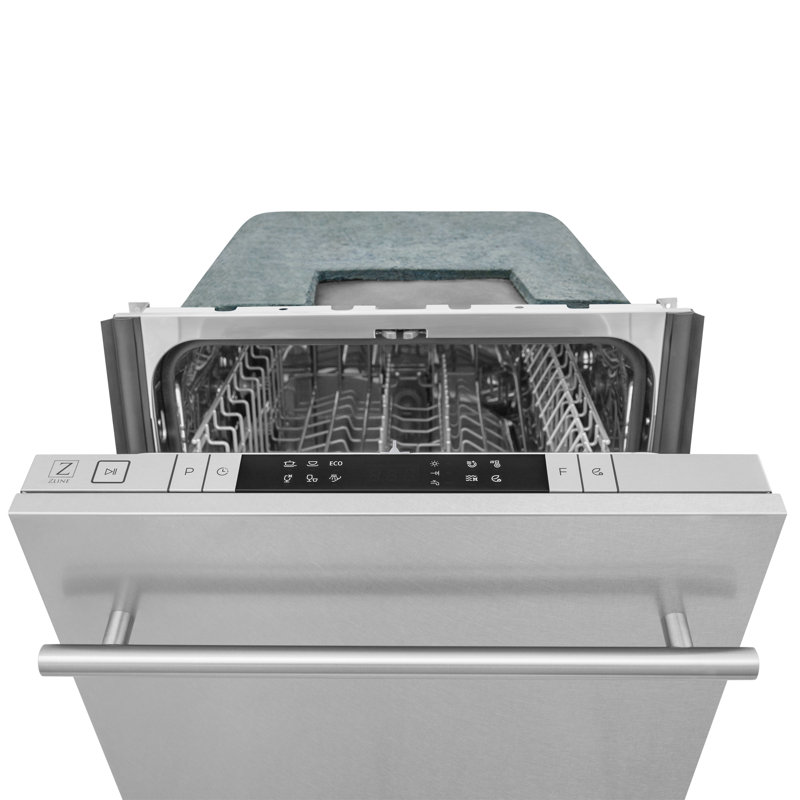 ZLINE 18 in. Compact Top Control Built-In Dishwasher with Stainless Steel Tub and Modern Style Handle, Blue Gloss, Modern