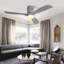 Ventilateur de plafond décoratif 52 pouces avec lumière DEL à intensité variable, télécommande 6 vitesses, 3 pales en bois massif, moteur à courant continu réversible pour le salon-505822654-505822648
