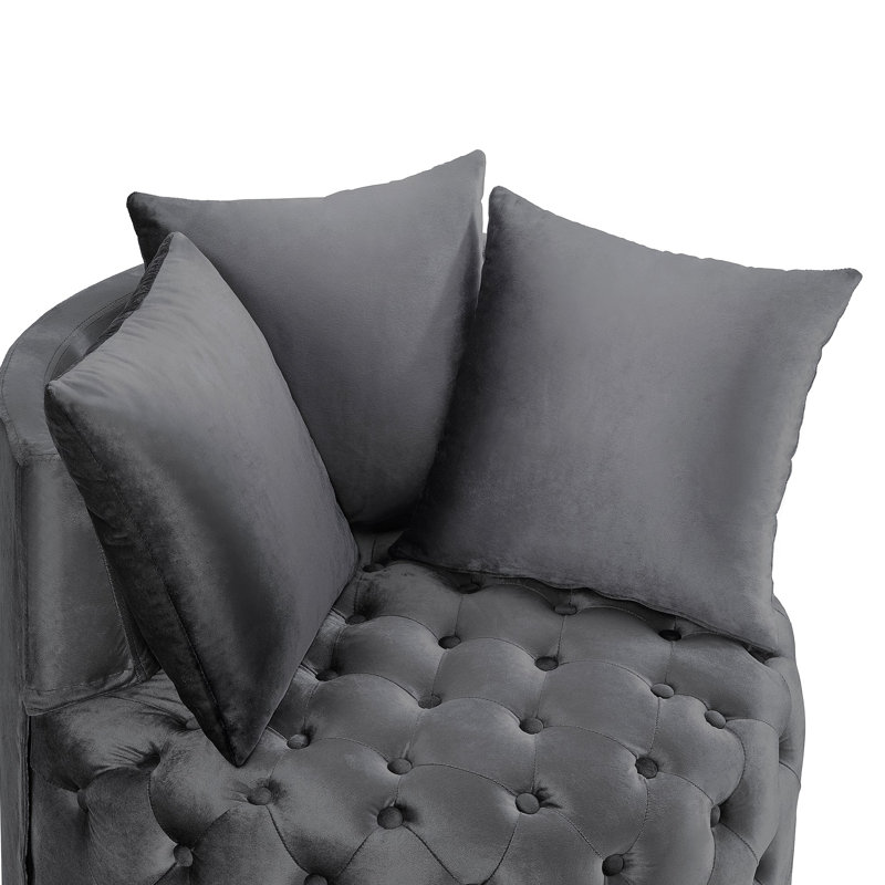 Chaise d'appoint contemporaine rembourrée et capitonnée, Gris foncé