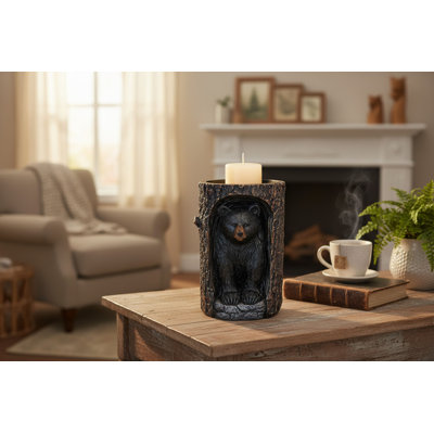 Black Bear Log Candle Holder