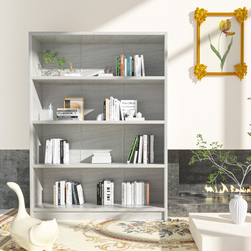 Bibliothèque standard Zahmira, Chêne gris, (5 tablettes) H 60 po x l 36 po x P 12 po