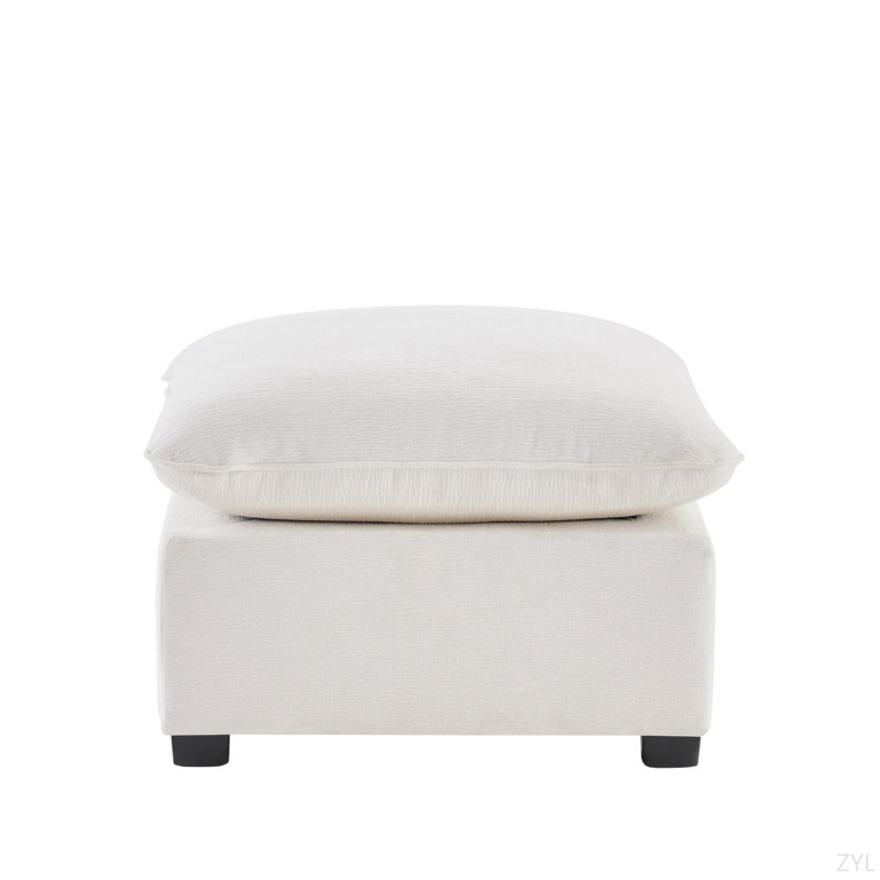 26*26" Ottoman Module For Modular Sectional Sofa,Wide Seat,Chenille,2 Colors, White