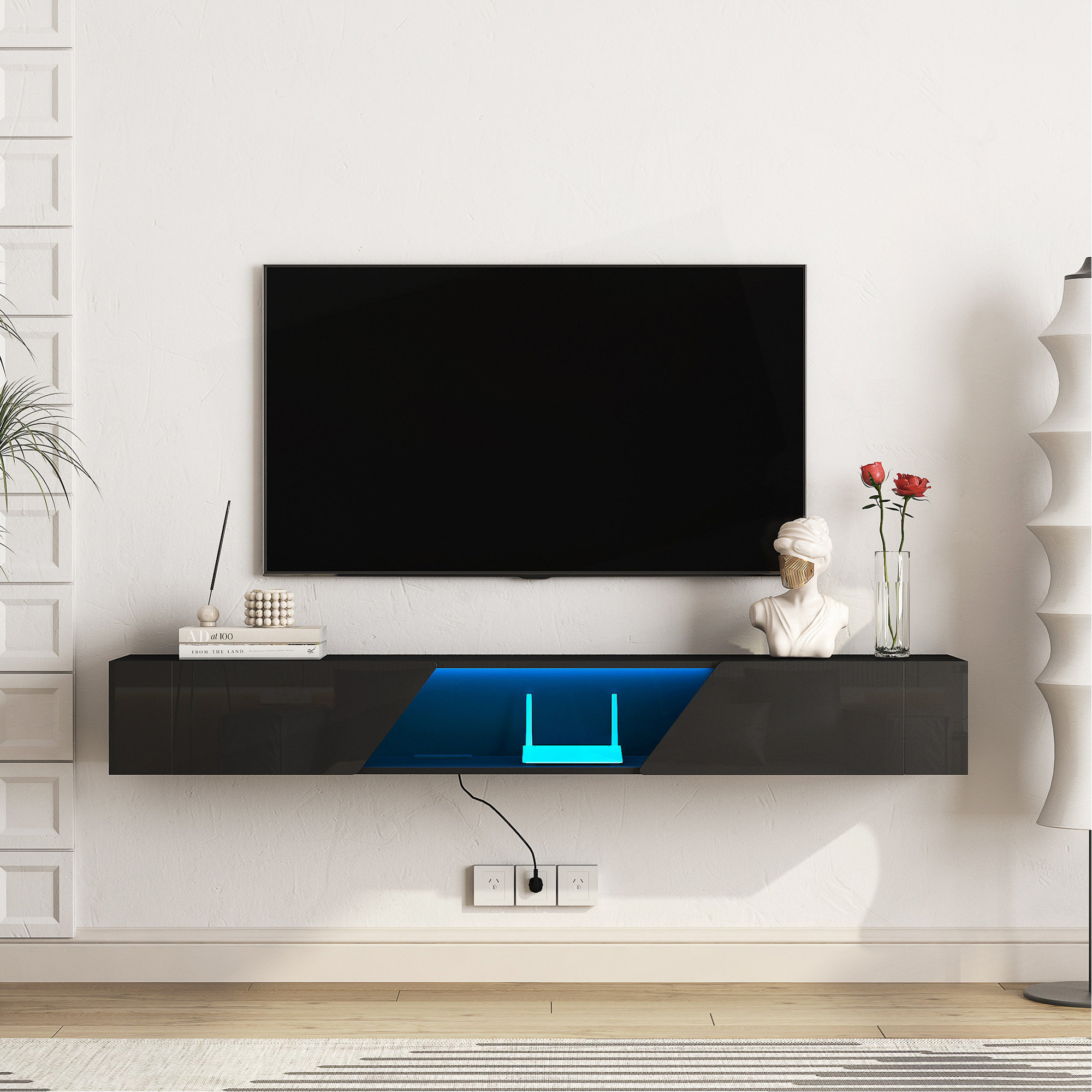 George Oliver Chic Wall-Mounted TV Stand With Advanced LED Lights And ...