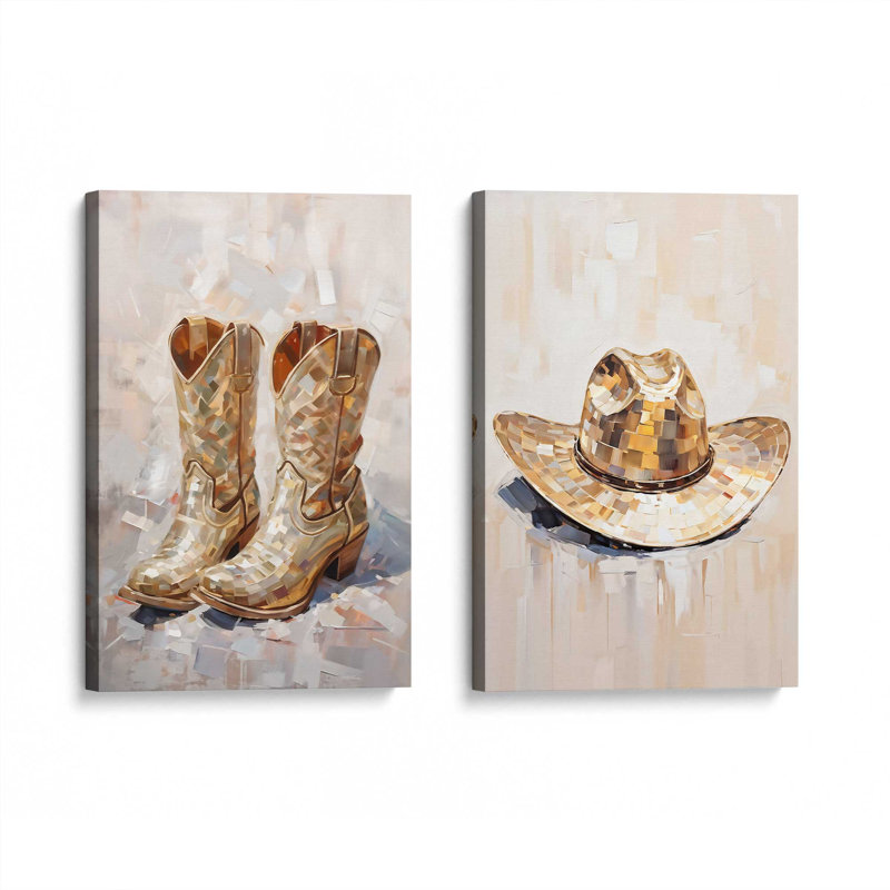 «Cowboy Essentials in Tan», ensemble de 2, Toile tendue, H 13 po x l 40 po