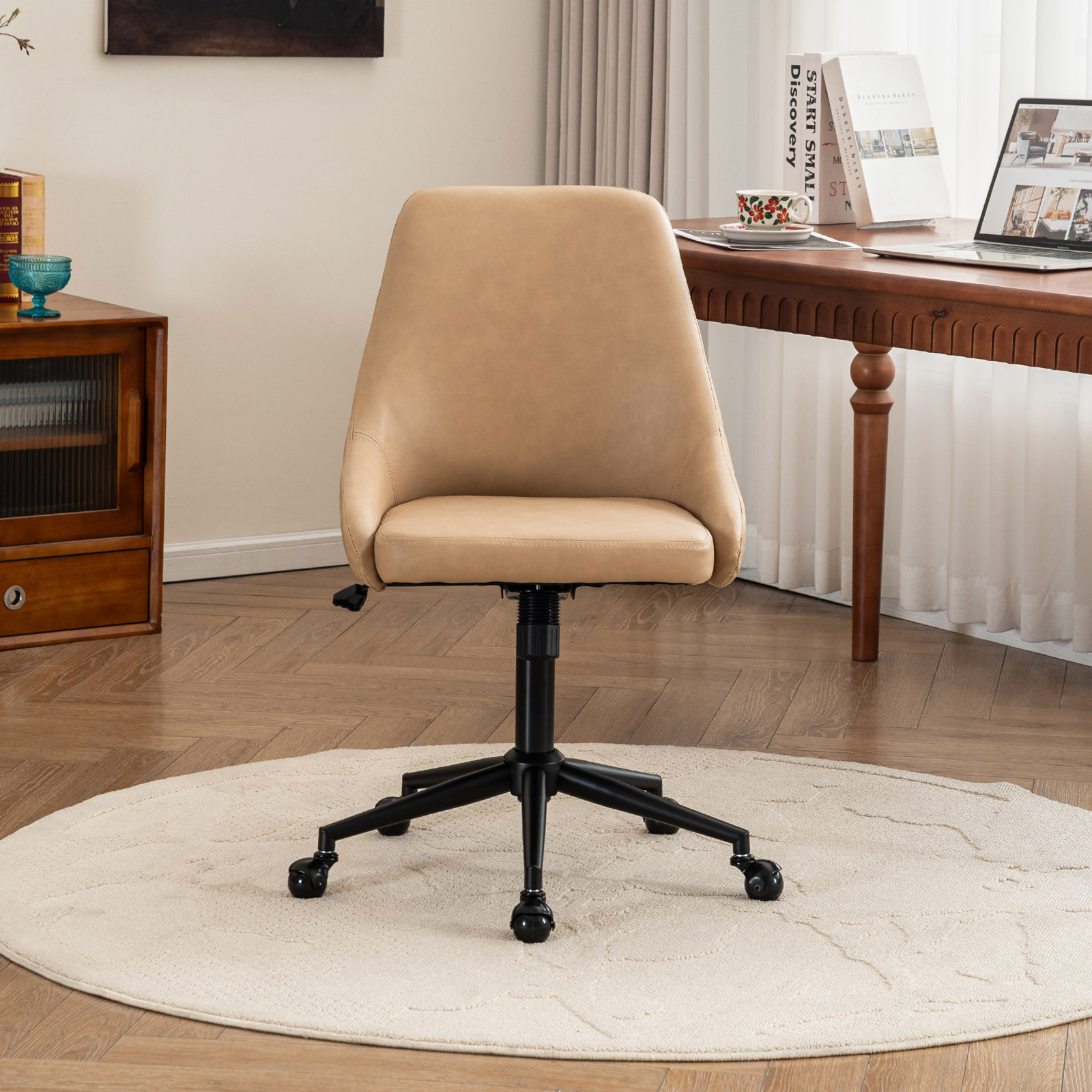 Vanora Office Chair,  Taupe Faux Leather