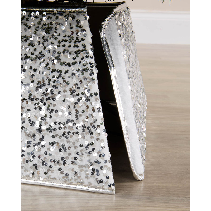 Silver Sequin Square Christmas Tree Collar, 36cm