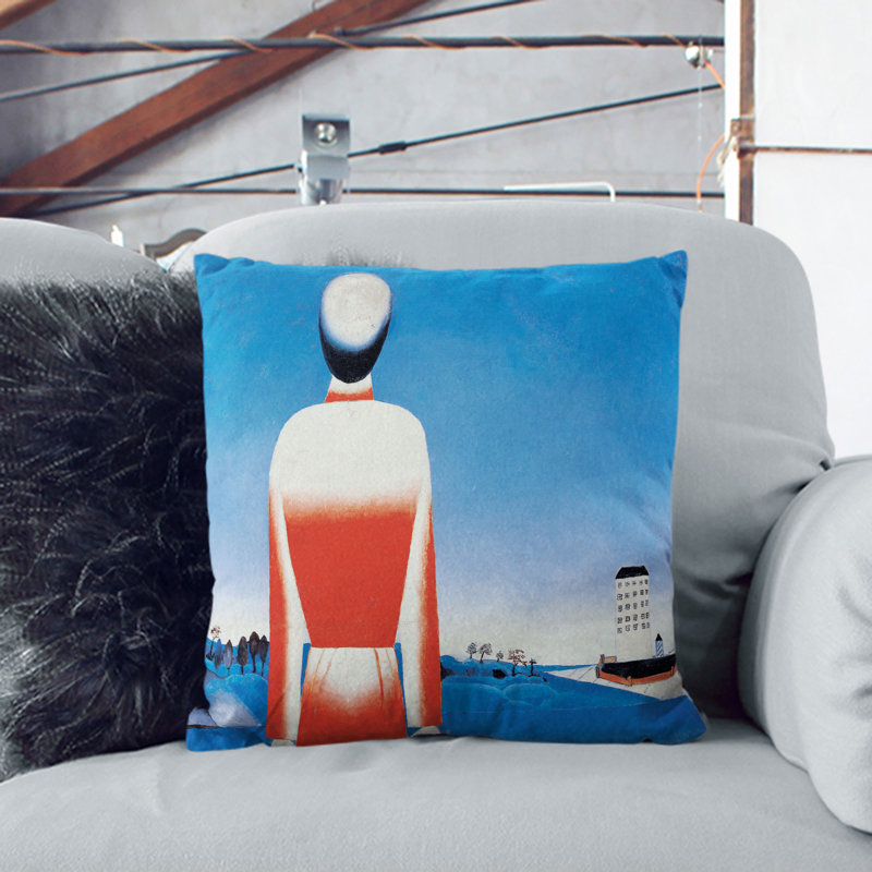 Man In The Countrside Square Throw Cushion, 55cm H x 55cm W x 20cm D