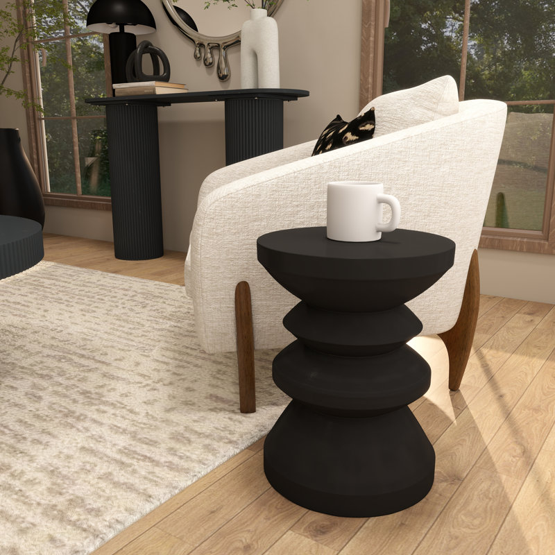Table d'appoint Belana, Noir, H 18 po x l 13,6 po x P 13,6 po