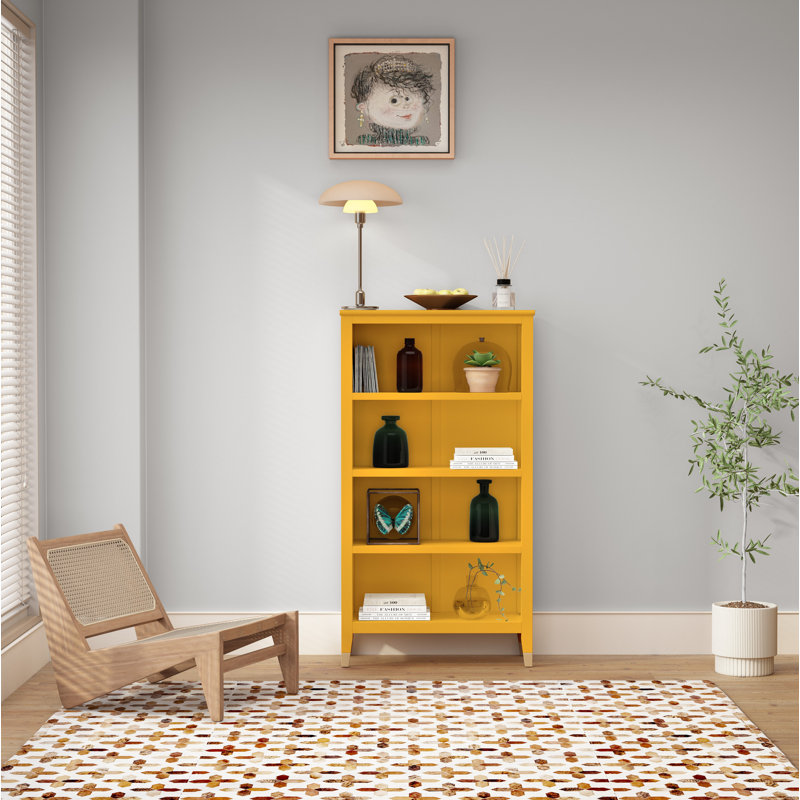 Bibliothèque Adira, (4 tablettes) H 50 po x l 27 po x P 12 po, Moutarde