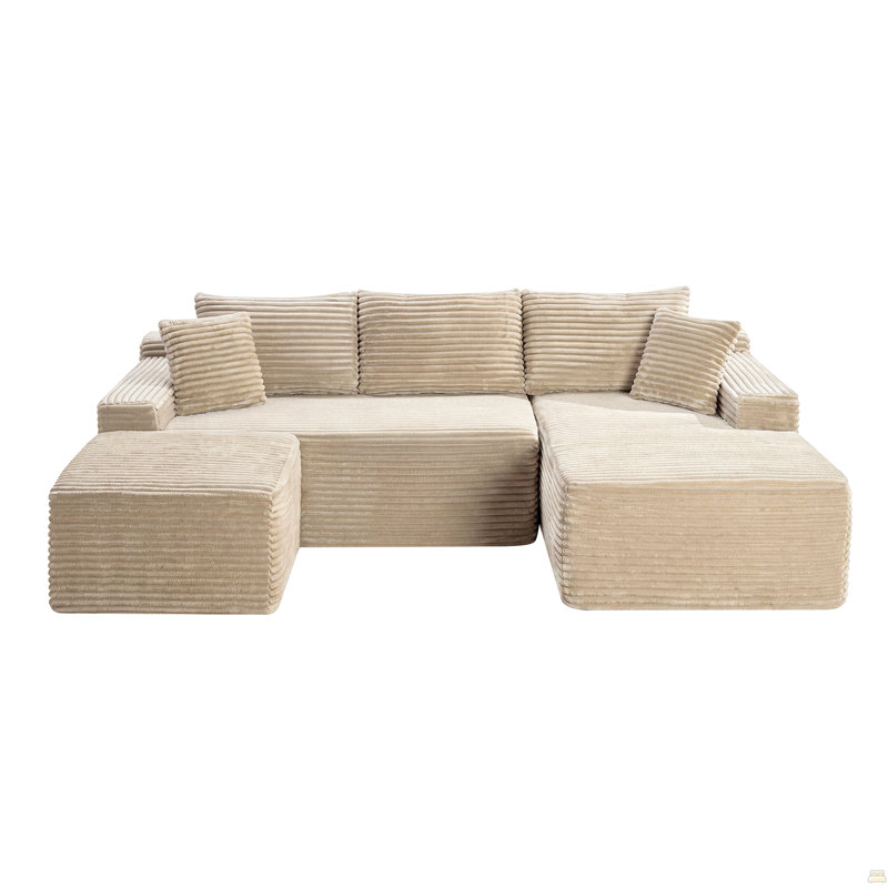 Canapé modulaire en forme de U 94,5 po avec siège profond, sans assemblage requis, canapé-lit modulaire pour salon, chambre à coucher, appartement