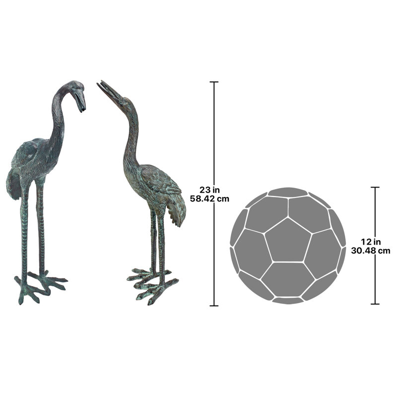 Bird Crane Metal Garden Statue, Small