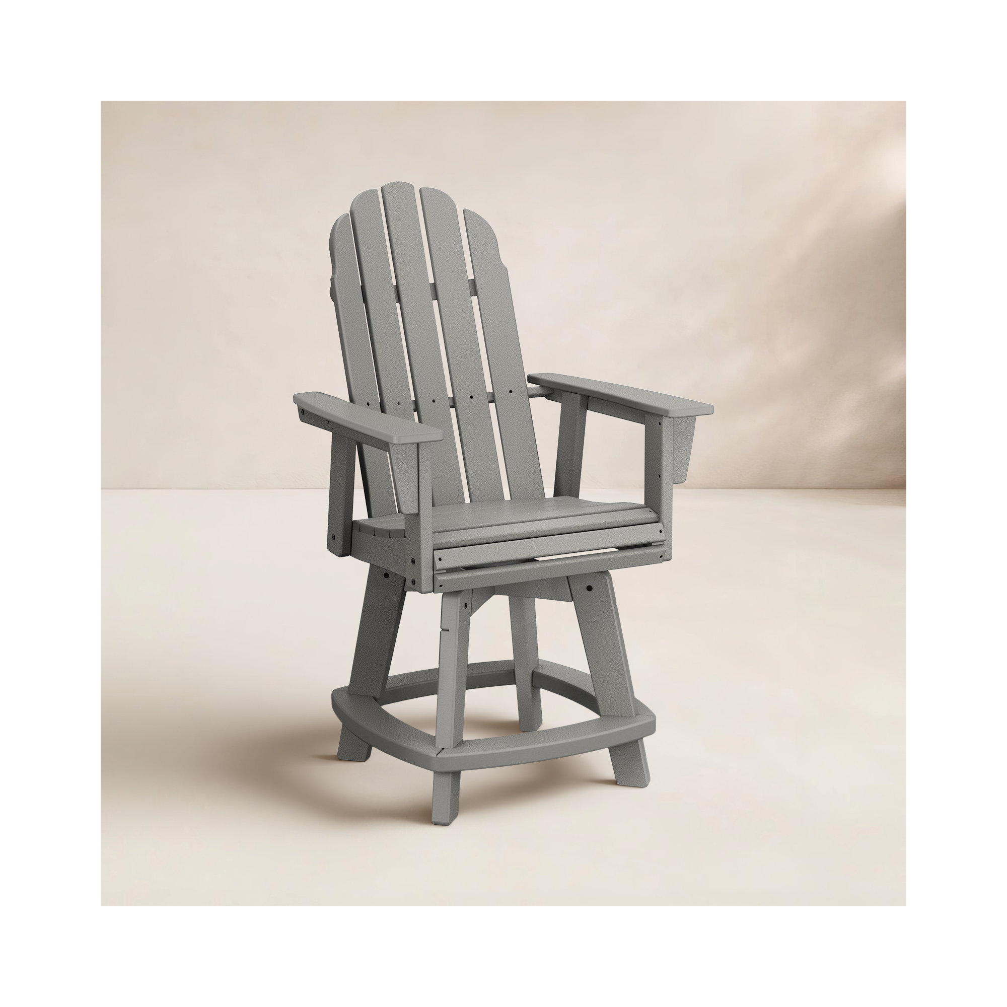 Vineyard Curveback Adirondack Swivel Counter Chair, Slate Gray