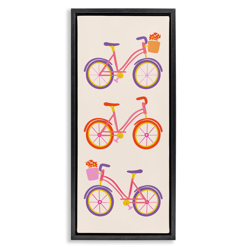 Cadre flottant Bright Bikes, conçu par Dina Riddle, H 25 po x l 11 po, Cadre flottant noir de jais