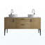 Meuble-lavabo 60 po en chêne naturel rayé avec lavabo en céramique, meuble-lavabo autoportant pour salle de bain moderne, KD